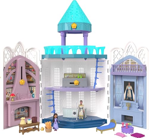 0194735170005 - MATTEL DISNEYS WISH ROSAS CASTLE DOLLHOUSE PLAYSET WITH 2 POSABLE MINI DOLLS, STAR FIGURE, 20 ACCESSORIES, LIGHT-UP PROJECTION DOME & MORE