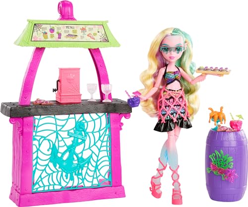 0194735183357 - MONSTER HIGH DOLL AND PLAYSET, LAGOONA BLUE SCARE-ADISE ISLAND SNACK SHACK WITH FOOD ACCESSORIES AND COLOR CHANGE DRINKS