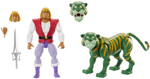 0194735190201 - MASTERS OF THE UNIVERSE ORIGINS ACTION FIGURE 2-PACK, CARTOON COLLECTION PRINCE ADAM AND CRINGER, MOTU 5.5-INCH SCALE TOYS, 16+ ARTICULATIONS