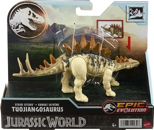 0194735192328 - JURASSIC WORLD STRIKE ATTACK DINOSAUR TOY WITH SINGLE STRIKE ACTION, MOVABLE JOINTS, ACTION FIGURE GIFT WITH PHYSICAL & DIGITAL PLAY