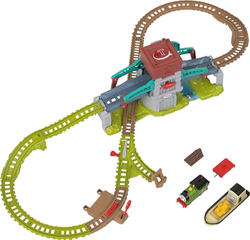 0194735223756 - THOMAS & FRIENDS TRAIN SET TALKING BULSTRODE & WHICH-WAY BRIDGE TRACK PLAYSET WITH SOUNDS & PERCY ENGINE FOR KIDS AGES 3+ YEARS