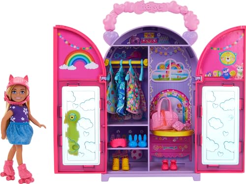0194735234646 - BARBIE CHELSEA DOLL & CLOSET TOY PLAYSET WITH CLOTHES & ACCESSORIES, 17-PIECE SET, FOLDABLE FOR ON-THE-GO PLAY & STORAGE