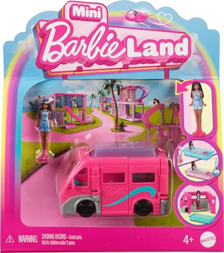 0194735245208 - BARBIE MINI BARBIELAND DOLL & TOY VEHICLE SET, 1.5-INCH DOLL & DREAMCAMPER WITH WORKING DOORS & COLOR-CHANGE POOL