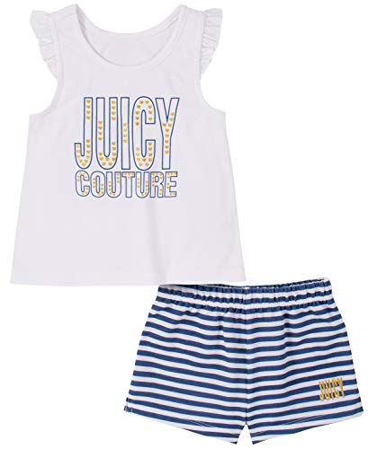 0194753644380 - JUICY COUTURE BABY GIRLS 2 PIECES SHORTS SET, BRIGHT WHITE/FLAG BLUE STRIPES, 18M