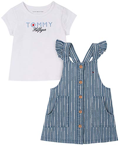 0194753652019 - TOMMY HILFIGER BABY GIRLS 2 PIECES JUMPER SET, BRIGHT WHITE/MEDIUM BLUE WASH STRIPES, 18M