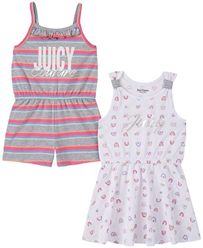 0194753667532 - JUICY COUTURE BABY GIRLS 2 PIECES PACK ROMPER AND DRESS, WHITE PRINT, 12M