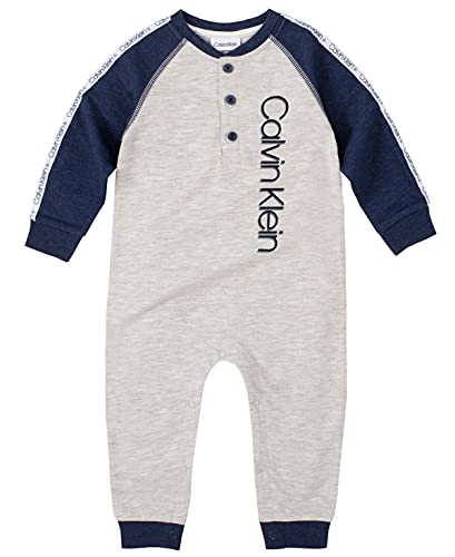 0194753884205 - CALVIN KLEIN BABY BOYS COVERALL, MEDIEVAL BLUE/SILVER GREY HEATHER, 3-6 MONTHS