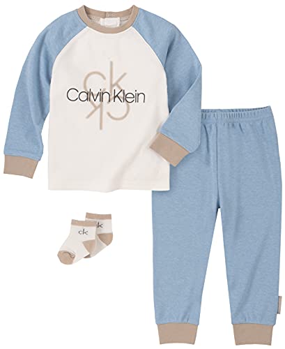 0194753884731 - CALVIN KLEIN BABY BOYS 2 PIECES PANTS SETS, FOREVER BLUE/MARSHMALLOW/STONE MANOR, 18M