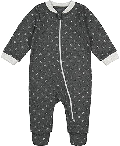 0194753886032 - CALVIN KLEIN BABY BOYS COVERALL FOOTED, STEALTH HEATHER/SILVER GRAY HEATHER, 0-3 MONTHS