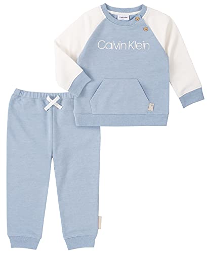 0194753886735 - CALVIN KLEIN BABY BOYS 2 PIECES PANTS SETS, FOREVER BLUE/MARSHMALLOW, 18M