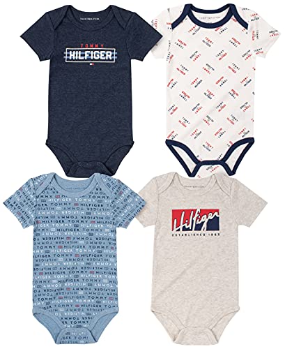 0194753891319 - TOMMY HILFIGER BABY BOYS 4 PIECES PACK BODYSUITS, MEDIEVAL BLUE/QUIET HARBOR/MARSHMALLOW/OATMEAL HEATHER, 12M