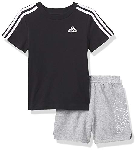 0194870305126 - ADIDAS BABY BOYS 3S FT INF SHORTS SET, BLACK, 12-18 MONTHS US