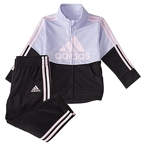 0194870485590 - ADIDAS INFANT GIRLS ZIP FRONT COLORBLOCK TRICOT JACKET AND TRACK PANTS SET, VIOLET TONE, 18M
