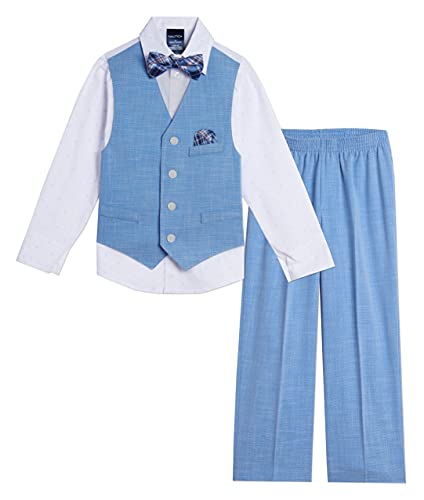 0194931144695 - NAUTICA BABY BOYS 4-PIECE SET WITH DRESS SHIRTS, VESTS, PANTS, AND BOW TIES, WAVE RUNNER, 6-9 MONTHS