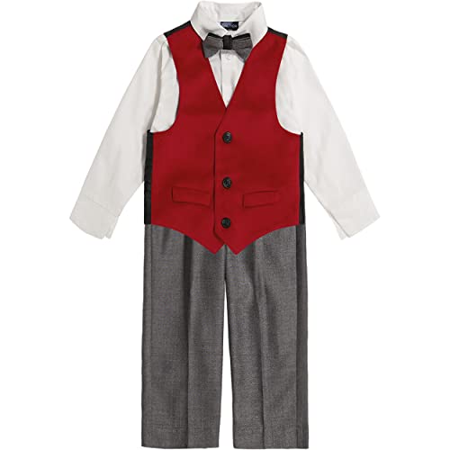 0194931442975 - NAUTICA BABY BOYS 4-PIECE SET WITH DRESS SHIRT, VEST, PANTS, AND TIE, ROOSTER, 24 MONTHS