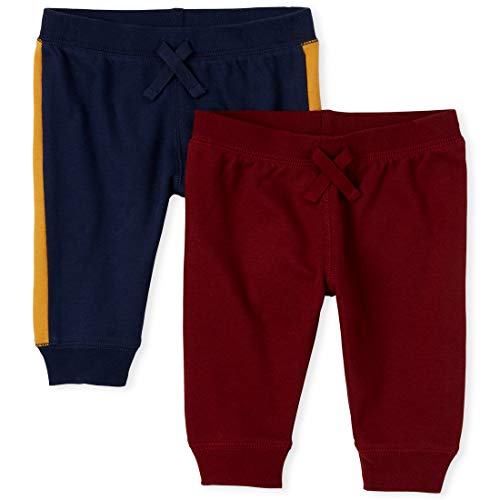 0194936119612 - THE CHILDRENS PLACE BABY BOYS SIDE STRIPE PANTS 2-PACK, MERLOT RED, 18-24 MONTHS