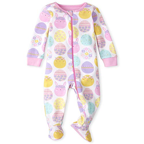 0194936303219 - THE CHILDRENS PLACE BABY AND TODDLER GIRLS EASTER BUNNY SNUG FIT COTTON ONE PIECE PAJAMAS, WHITE, 3-6MONTHS