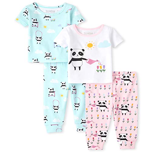 0194936509611 - THE CHILDRENS PLACE BABY AND TODDLER GIRLS PANDA SNUG FIT COTTON 4-PIECE PAJAMAS, CAMEO, 0-3MONTHS