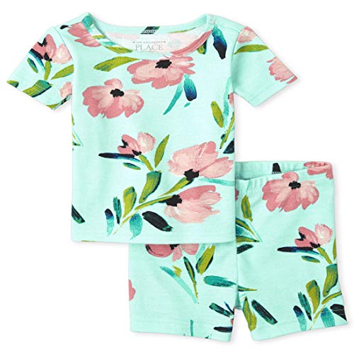 0194936511652 - THE CHILDRENS PLACE BABY AND TODDLER GIRLS FLORAL SNUG FIT COTTON PAJAMAS, SEA CRYSTAL, 6T