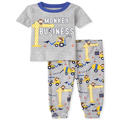 0194936513496 - THE CHILDRENS PLACE BABY AND TODDLER BOYS MONKEY BUSINESS SNUG FIT COTTON PAJAMAS, H/T MIST, 4T