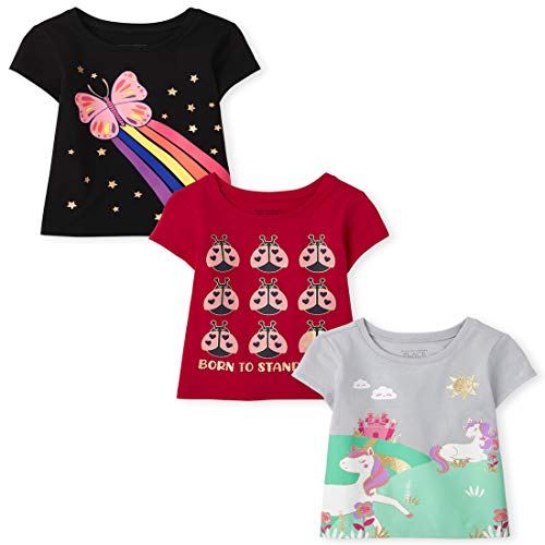 0194936616821 - THE CHILDRENS PLACE BABY AND TODDLER GIRLS GRAPHIC TEE 3-PACK, MULTI CLR, 5T