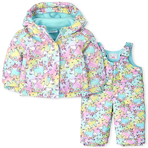 0194936757890 - THE CHILDRENS PLACE BABY TODDLER GIRLS 3 IN 1 WINTER JACKET WITH FLEECE LINING OVERALLS 2-PIECE SNOW SET, BAY BREEZE, 12-18 MONTHS