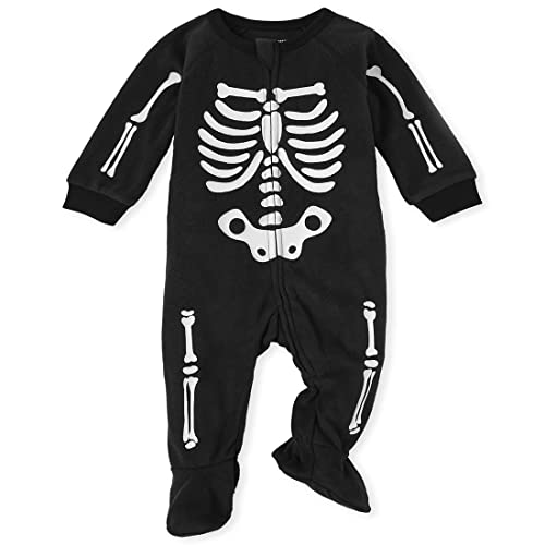 0194936790132 - THE CHILDRENS PLACE BABY AND TODDLER GLOW SKELETON FLEECE ONE PIECE PAJAMAS, BLACK, 3T