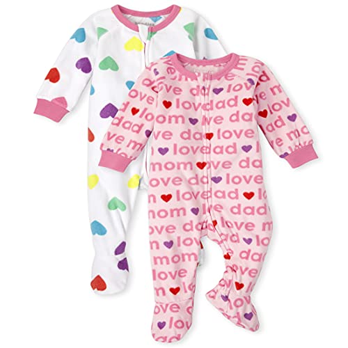 0194936902221 - THE CHILDRENS PLACE BABY TODDLER GIRLS LOVE FLEECE ONE PIECE PAJAMAS 2-PACK, CAMEO, 9-12 MONTHS