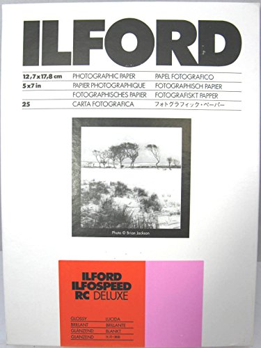 0019498168031 - ILFORD ILFOSPEED RC DELUXE RESIN COATED BLACK & WHITE ENLARGING PAPER - 5X7- 25 SHEETS - 44M - GLOSSY SURFACE