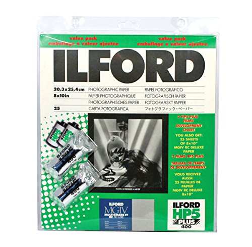 0019498858475 - ILFORD MGD.1 B&W PAPER PEARL 25 SHEET VALUE PACK WITH 2 ROLLS HP5 FILM
