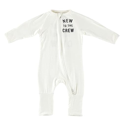 0195002328105 - STEPHAN BABY NEWBORN ROMPERS - ONE-PIECE INFANT JUMPSUIT WITH ZIPPER AND MITTEN CUFFS, 0-6 MONTHS, NEW TO THE CREW