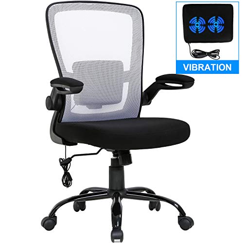 0195030015480 - HOME OFFICE CHAIR ERGONOMIC DESK CHAIR MASSAGE COMPUTER CHAIR SWIVEL ROLLING EXECUTIVE TASK CHAIR WITH LUMBAR SUPPORT FLIP-UP ARMS MID BACK HEIGHT ADJUSTABLE MESH CHAIR FOR ADULTS(WHITE)