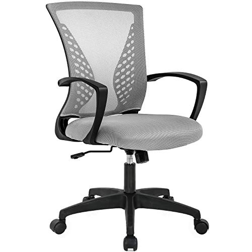 0195030015893 - OFFICE CHAIR ERGONOMIC DESK CHAIR MESH COMPUTER CHAIR WITH LUMBAR SUPPORT ARMREST MID BACK ROLLING SWIVEL TASK ADJUSTABLE CHAIR FOR WOMEN ADULTS, GREY