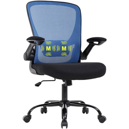 0195030016333 - HOME OFFICE CHAIR ERGONOMIC DESK CHAIR MESH COMPUTER CHAIR SWIVEL ROLLING TASK CHAIR WITH LUMBAR SUPPORT FLIP-UP ARMS MASSAGE ADJUSTABLE CHAIR FOR WOMEN ADULTS(BLUE)