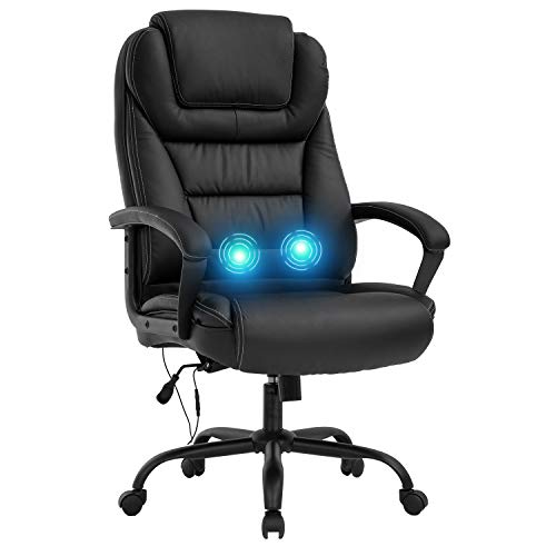 0195030016593 - BIG AND TALL 500LBS WIDE SEAT ERGONOMIC DESK CHAIR WITH LUMBAR SUPPORT ARMS HEADREST MASSAGE OFFICE CHAIR ROLLING SWIVEL PU LEATHER TASK COMPUTER CHAIR FOR ADULTS WOMEN,BLACK