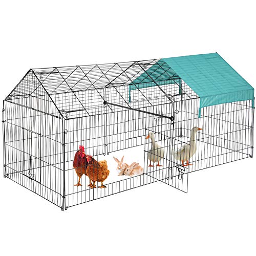 0195030016890 - FDW 86” X 40” CHICKEN COOP CHICKEN CAGE OUTDOOR METAL PET ENCLOSURE PET PLAYPEN EXERCISE RUN FOR RABBITS, CHICKENS, CATS, SMALL ANIMALS