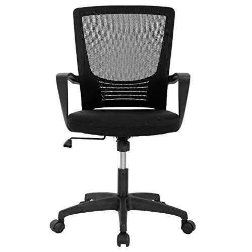 0195030018122 - HOME OFFICE CHAIR ERGONOMIC DESK CHAIR MESH COMPUTER CHAIR LUMBAR SUPPORT MODERN EXECUTIVE ADJUSTABLE ROLLING SWIVEL CHAIR COMFORTABLE MID BLACK TASK CHAIR, BLACK