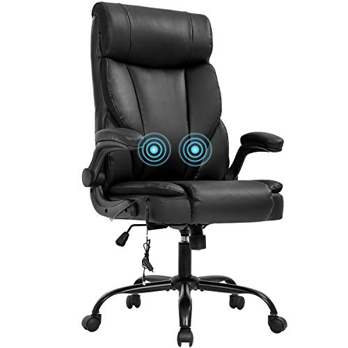0195030019389 - MASSAGE OFFICE CHAIR ERGONOMIC DESK CHAIR PU LEATHER COMPUTER CHAIR WITH LUMBAR SUPPORT FLIP UP ARMREST TASK CHAIR ROLLING SWIVEL EXECUTIVE CHAIR FOR WOMEN ADULTS(BLACK)
