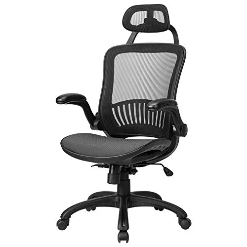 0195030029210 - OFFICE CHAIR ERGONOMIC DESK CHAIR MESH COMPUTER CHAIR WITH LUMBAR SUPPORT HEADREST FLIP UP ARMS ROLLING SWIVEL ADJUSTABLE TASK CHAIR FOR ADULTS,BLACK