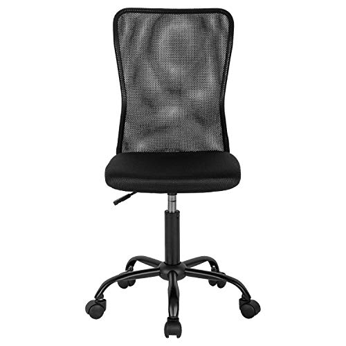 0195030031695 - HOME OFFICE CHAIR MID BACK MESH DESK CHAIR ARMLESS COMPUTER CHAIR ERGONOMIC TASK ROLLING SWIVEL CHAIR BACK SUPPORT ADJUSTABLE MODERN CHAIR WITH LUMBAR SUPPORT,BLACK