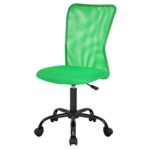 0195030032357 - HOME OFFICE CHAIR MID BACK MESH DESK CHAIR ARMLESS COMPUTER CHAIR ERGONOMIC TASK ROLLING SWIVEL CHAIR BACK SUPPORT ADJUSTABLE MODERN CHAIR WITH LUMBAR SUPPORT (GREEN)