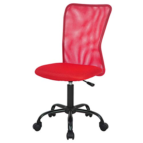 0195030032371 - HOME OFFICE CHAIR MID BACK MESH DESK CHAIR ARMLESS COMPUTER CHAIR ERGONOMIC TASK ROLLING SWIVEL CHAIR BACK SUPPORT ADJUSTABLE MODERN CHAIR WITH LUMBAR SUPPORT (RED)