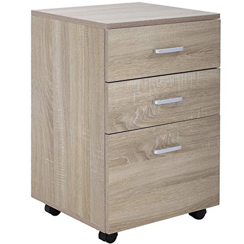 0195030032548 - FILE CABINET WOOD FILING CABINET WITH 3-DRAWER FITS A4 OR LETTER MOBILE FILE CABINET FOR HOME OFFICE