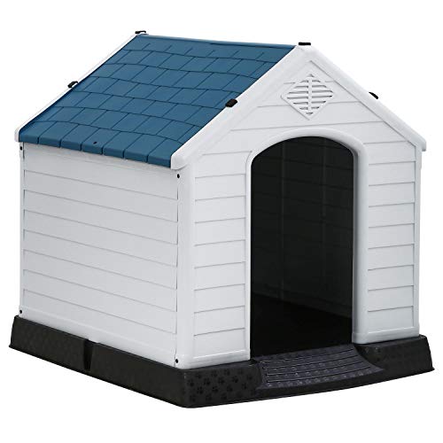 0195030032579 - BESTPET DOG HOUSE INDOOR OUTDOOR PET KENNEL WITH AIR VENTS AND ELEVATED FLOOR VENTILATE WATERPROOF PLASTIC DOG HOUSE,EASY TO ASSEMBLE