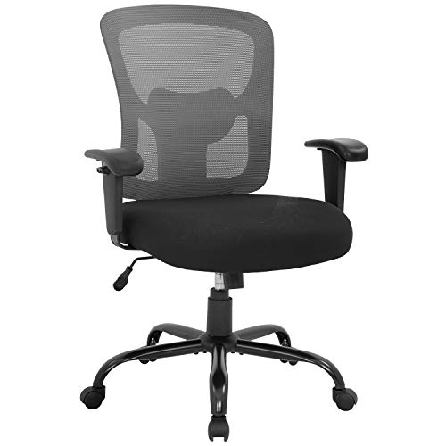 0195030032708 - BIG AND TALL OFFICE CHAIR 400LBS WIDE SEAT MESH DESK CHAIR ROLLING SWIVEL ERGONOMIC COMPUTER CHAIR WITH LUMBAR SUPPORT ADJUSTABLE ARMRESTS TASK CHAIR