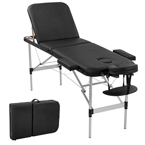 0195030038304 - ALUMINIUM MASSAGE TABLE PORTABLE MASSAGE BED 3 FOLDING 73 INCH LONG HEIGHT ADJUSTABLE MASSAGE TABLE SALON BED TATTOO BED CARRY CASE SPA BED FACE CRADLE