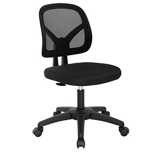 0195030040314 - ARMLESS OFFICE CHAIR MESH DESK CHAIR SMALL COMPUTER TASK CHAIR ERGONOMIC MID BACK SWIVEL CHAIR WITH ADJUSTABLE HEIGHT NO ARMREST HOME OFFICE CHAIR FOR SMALL SPACES,BLACK