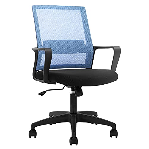 0195030042745 - OFFICE CHAIR ERGONOMIC CHAIR MID BACK MESH DESK CHAIR ADJUSTABLE HEIGHT SWIVEL MESH CHAIR COMPUTER CHAIR WITH ARMREST LUMBAR SUPPORT (BLUE)