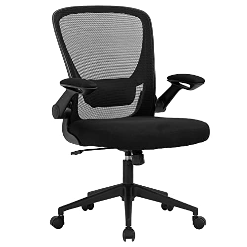 0195030055783 - OFFICE CHAIR COMPUTER CHAIR ERGONOMIC DESK CHAIR MODERN ROLLING EXECUTIVE MESH CHAIR WITH LUMBAR SUPPORT AND ADJUSTABLE MID BACK FLIP-UP ARMRESTS (BLACK)