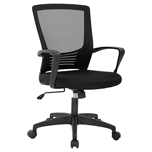 0195030056278 - OFFICE CHAIR ERGONOMIC DESK CHAIR ROLLING MESH COMPUTER TASK CHAIR SWIVEL HOME COMFORTABLE CHAIR WITH LUMBAR SUPPORT AND HEIGHT ADJUSTABLE (BLACK)